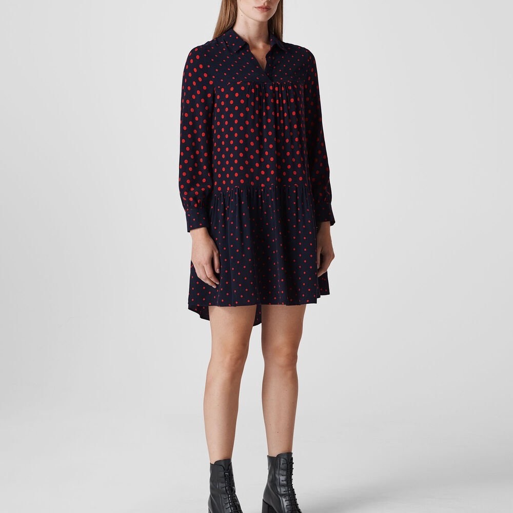 Whistles Navy Molly Polka Dot Shirt Dress Size UK 10 / US 6‎ / EU 38